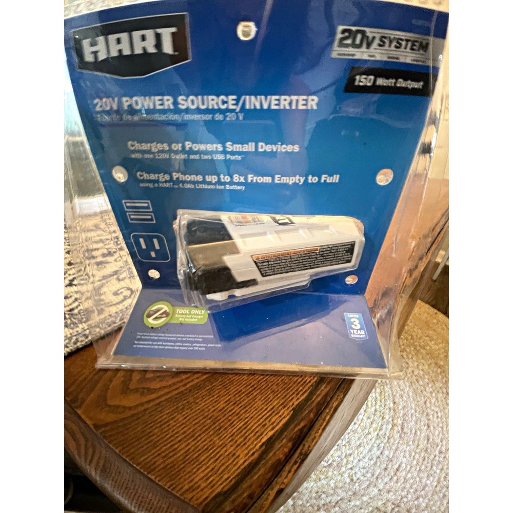 HART 20V Power Source Inverter 150W USB Port 120V Outlet HPI01B